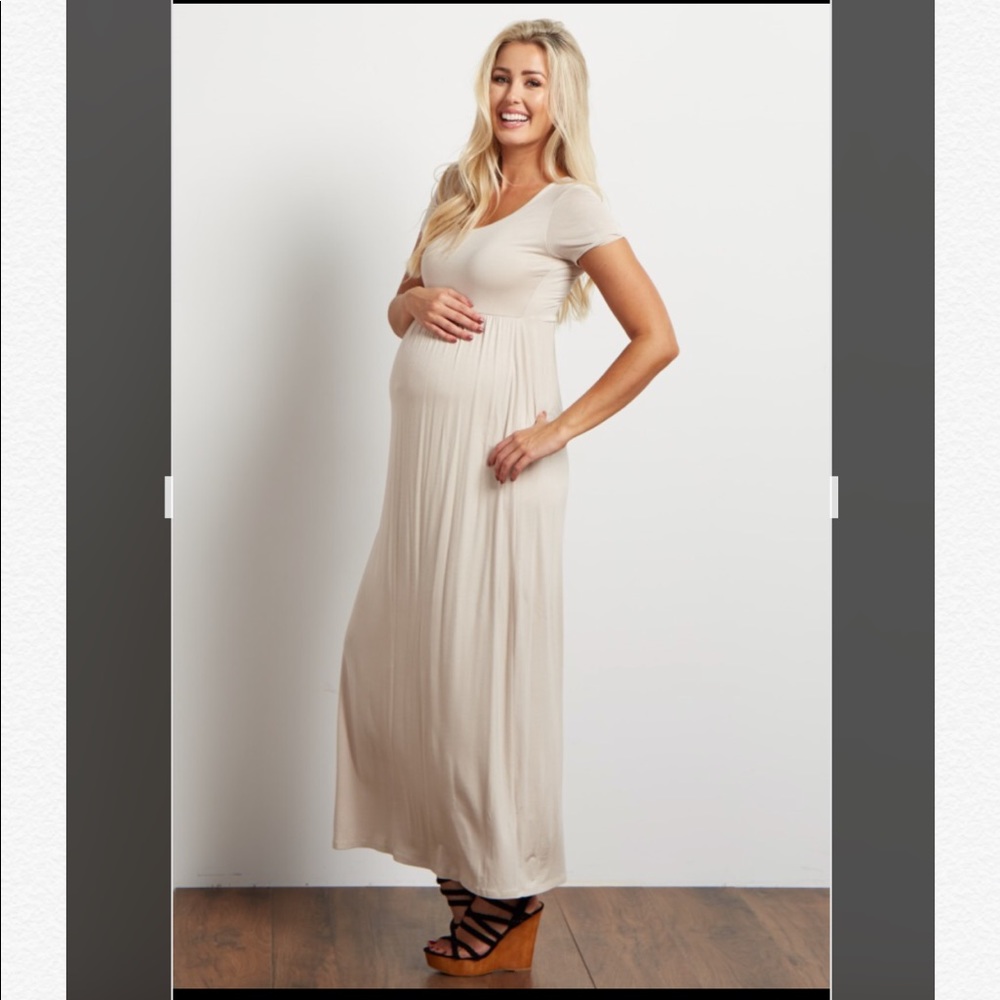 Pinkblush maternity maxi dress in taupe